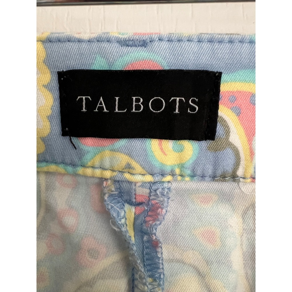 Talbots NWOT Perfect Crop Pant Womens Blue Pink Floral Cotton 18W Boho Coastal - Picture 3 of 10